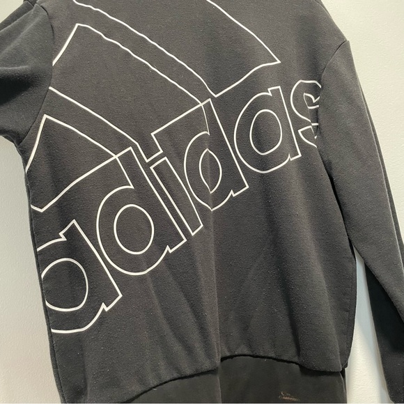 Adidas Crew Neck Pullover Logo Sweater Men’s Size Medium Black & White - Picture 2 of 7